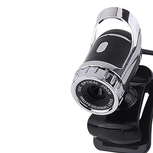 Webcam with Built in Microphone, 0 Pixels HD Rotatable Camera for PC Laptop, 360 Degree Rotation with Adjustable Stand, Silver - color: Silver