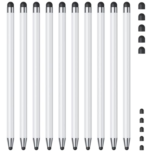 Stylus (10Pcs), Stylus Pen for Touchscreen, High Precision and Sensitivity Stylus Pen for iPad/iPhone/Samsung/Android Smartphone and Tablets, Compatible with All Capacitive Touch Screen (White) - color: White