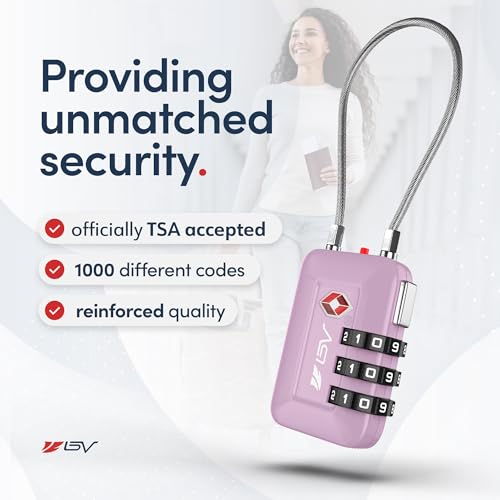TSA Accepted Luggage Travel Lock, Set-Your-Own Combination Lock for School Gym Locker, Luggage Suitcase Baggage Locks, Filing Cabinets, Toolbox, Case (Purple, 1 Pack) - color: Purple 1-Pack