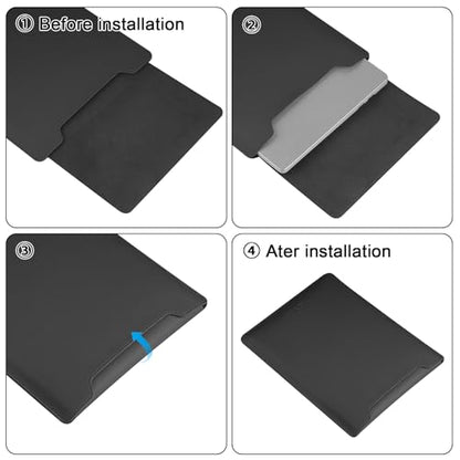 HoYiXi 13.3'' /13.6'' Laptop Sleeve Case PU Leather with Stand Compatible with MacBook Pro 14/MacBook Air 13(M1 M2)/ASUS Vivobook 14/Dell XPS 13/ASUS Matebook,13-14'' Laptop Bag,Black - color: Black, size: 13.3'' / 13-14 Inch Laptop