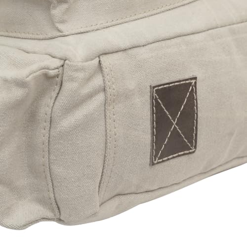 Easton Crossbody Messenger Bag | Denim Canvas Laptop Bag with Leather Accents | Multi Pocket Shoulder Bag - color: Fade Beige