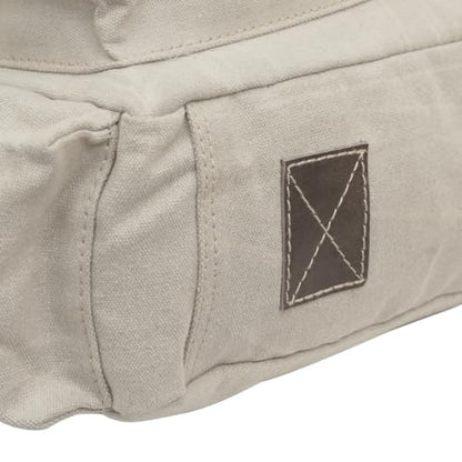 Easton Crossbody Messenger Bag | Denim Canvas Laptop Bag with Leather Accents | Multi Pocket Shoulder Bag - color: Fade Beige
