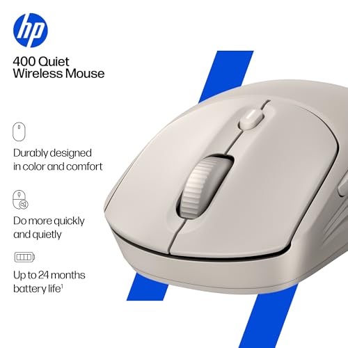 HP 400 Quiet Wireless Mouse, Dual Bluetooth & 2.4GHz, Soft Silicone, Quiet Clicks, Microsoft Wheel, 24-Month Battery, 6000 DPI, Ambidextrous, Eco-Friendly Design, Multi-OS, Maple - color: Maple