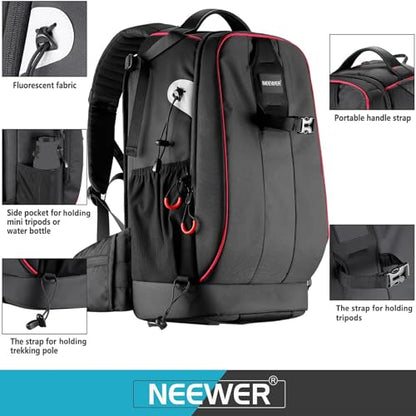 Neewer Pro Camera Case Waterproof Shockproof Adjustable Padded Camera Backpack Bag with Anti-theft Combination Lock for DSLR,DJI Phantom 1 2 3 Professional Drone Tripods Flash Lens and Other Accessory - style: Nw-xjb-d2330-r