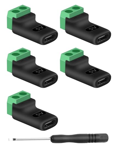 GELRHONR USB C Female to 2Pin Screw Terminal Adapter, 5V Type C to 2 Pin Solderless Converter Connector for DIY, USBC Repairment and Small Appliances, 5Pack (C Female to 2Pin) - style: C Female to 2Pin