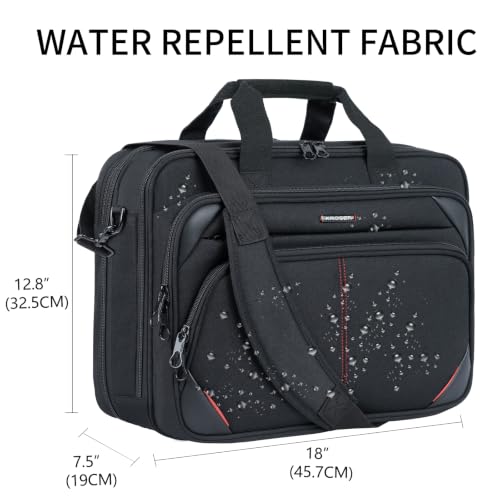 KROSER Laptop Bag 17.3 Inch Premium Laptop Briefcase, Expandable Water Repellent Laptop Shoulder Messenger Bag Durable Computer Case for Business/Travel/Men/Women (Black/Red) - color: Black/Red, size: 17.3 INCH