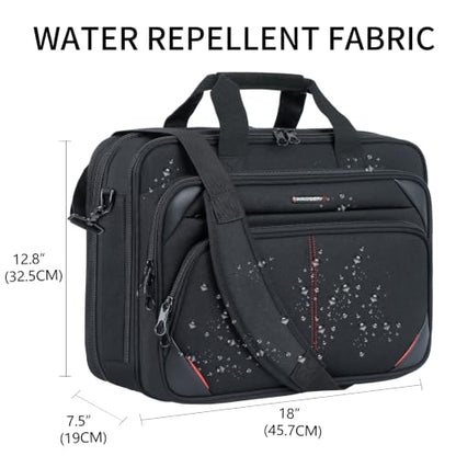 KROSER Laptop Bag 17.3 Inch Premium Laptop Briefcase, Expandable Water Repellent Laptop Shoulder Messenger Bag Durable Computer Case for Business/Travel/Men/Women (Black/Red) - color: Black/Red, size: 17.3 INCH