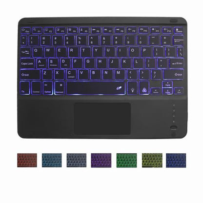 Bluetooth Keyboard with Touchpad,Ultra Silm 7 Colors Backlit Wireless Keyboard Rechargeable Portable Keypad with Trackpad for iPad iOS Android Windows Tablets PC Smartphone Universal(Black)