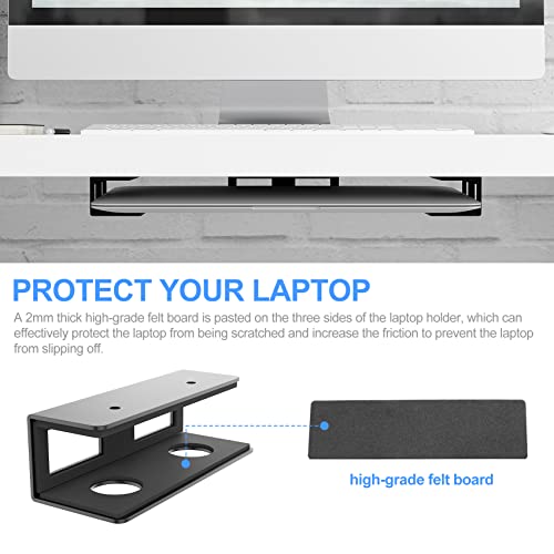 GOME Under Desk Laptop Mount Metal Bracket with Felt Board, Under Desk Laptop Tray Holder Shelf with Screws to Enhanced Stability