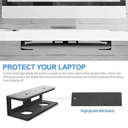 GOME Under Desk Laptop Mount Metal Bracket with Felt Board, Under Desk Laptop Tray Holder Shelf with Screws to Enhanced Stability