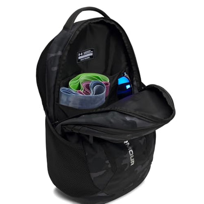Under Armour Unisex Hustle 6.0 Backpack, (007) Black/Black/Metallic Silver, One Size Fits Most - color: (007) Black / Black / Metallic Silver, size: One Size