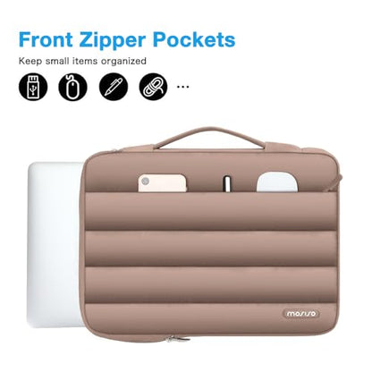 MOSISO 360 Protective 15-15.6 inch Laptop Case, 16 inch Puffy Laptop Sleeve | Compatible with MacBook Pro 16, HP Dell ASUS Acer Toshiba Lenovo,Polyester Horizontal Side Open Bag, Brown - color: Brown, size: 16 inch