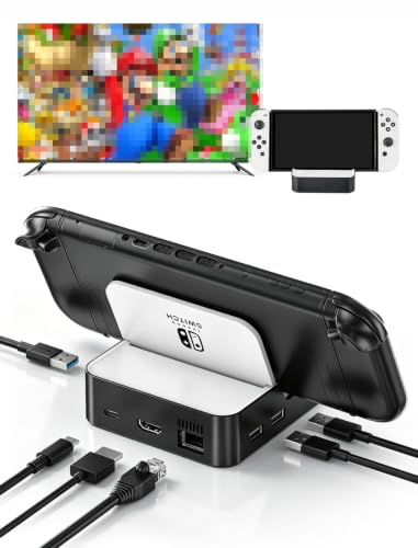 MVIIOE Switch 2 Dock for Nintendo Switch 2/OLED/Original Switch, Upgraded Docking Station with Ethernet, HDMI 2.0 4K 60Hz, 3 USB & PD Fast Charge, YouTube Supported - size: SWITCH 2