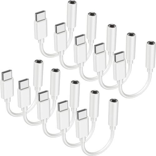 10PCS Type USB C to 3.5mm Female Headphone Jack Adapter | USB C to Aux Audio Dongle Cable Cord, Compatible with Samsung S20/S20+/S20 Ultra, Pixel 4/+4XL, and More USB C Devices - size: 4.5 IN-10PCS