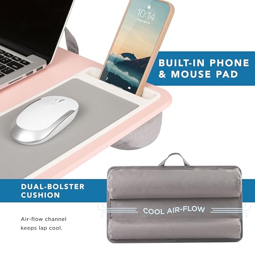 LAPGEAR Home Office Lap Desk – Pink, Fits 15.6” Laptops - color: Blush Pink, size: Home Office W/Device Ledge