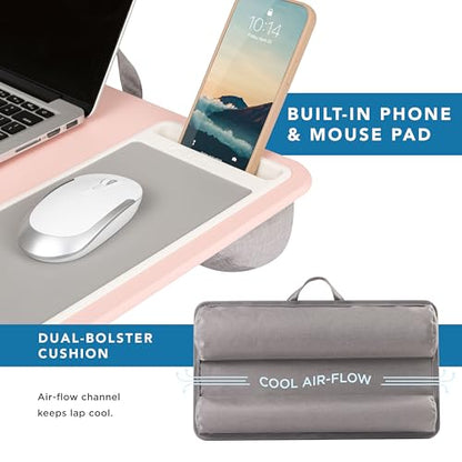 LAPGEAR Home Office Lap Desk – Pink, Fits 15.6” Laptops - color: Blush Pink, size: Home Office W/Device Ledge