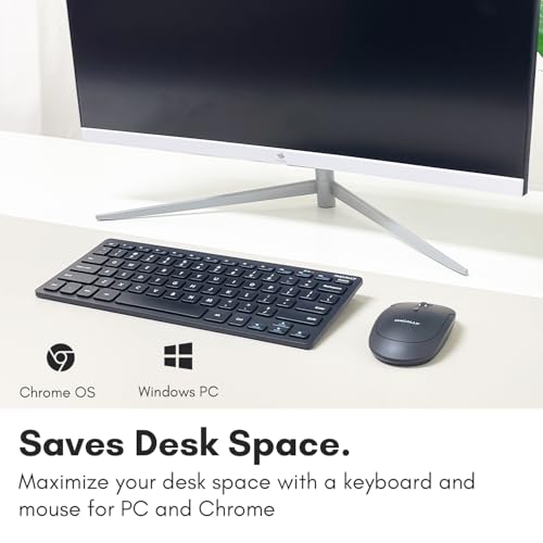 Macally Small Wireless Keyboard and Mouse Combo - Quiet Productivity Duo - 2.4G Wireless Compact Keyboard and Mouse for PC - 78 Key Mini Keyboard and Mouse with Slim Body, Click Buttons, & 3 DPI Modes - color: Black