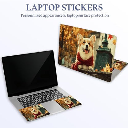 Universal Laptop Skin Sticker Decal,15.6 Inch Laptop Vinyl Cover for 13" 14" 15.6" Laptop,Scratch-Resistant Waterproof Protector Wrap,Reusable with Wrist Pads,Dog in Autumn Street - color: Dog in Autumn Street
