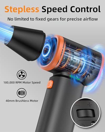 Compressed Air Duster, 180000RPM High-Velocity Electric Air Duster with Stepless Speed Control, Rechargeable Portable Cordless Air Blower for Home, Car, Computer, and Keyboard Cleaning