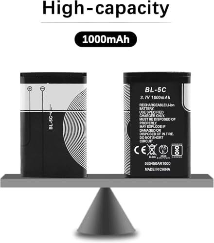XHDATA BL-5C 3.7V 1000mAh Rechargeable Battery Suitable for Household Radio with Current Protection 96PC (Black) - size: 96 Pieces