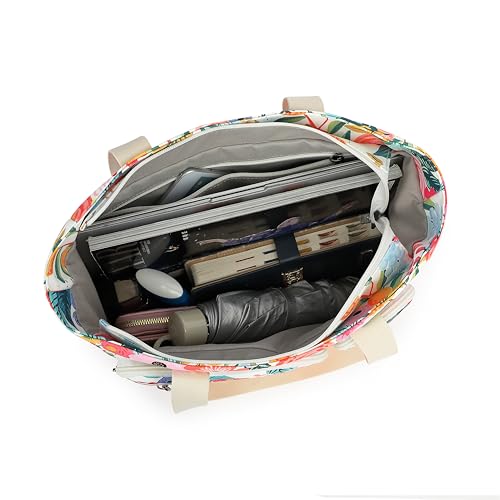 Women Tote Bag With Muti-Pockets,Lightweight Shoulder Bag,Large Capacity Handbag for Travel, Work, Gym - color: Flower