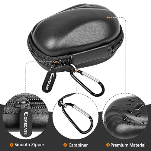 Comecase Compact Mouse Case for Logitech MX Anywhere 3S/3/2S/2 | Hard Shell Storage, Raised Inner Dots, Accessory Groove, Carabiner, Travel and Business Use, Full Black, Bag Only - color: Full Black