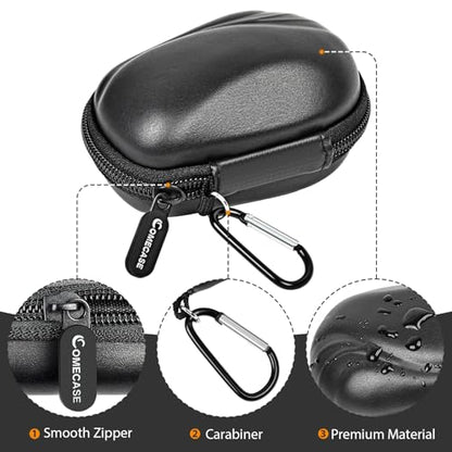 Comecase Compact Mouse Case for Logitech MX Anywhere 3S/3/2S/2 | Hard Shell Storage, Raised Inner Dots, Accessory Groove, Carabiner, Travel and Business Use, Full Black, Bag Only - color: Full Black