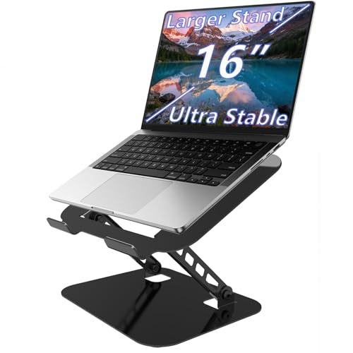 Adjustable Laptop Stand Computer Riser for Desk, Black | Stable Metal Base, Height & Angle Adjustment, Ergonomic & Foldable, Heat Dissipation Design, Wide Compatibility - color: Black