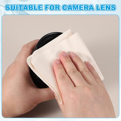 PATIKIL Glasses Cleaning Cloth 6.9" x 5.7", 12 Pcs Microfiber Eyeglasses Cleaner Cloths Soft Suede Wipe Screen for Camera Len Eyeglass Screens Phones Smart Devices, Beige - color: Beige, size: 6.9" x 5.7"
