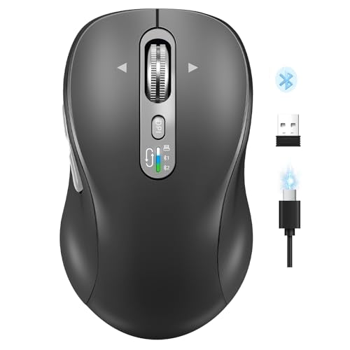 Wireless Bluetooth Mouse,Multi Device Ergo Computer Mouses,Metal 4-Way Super Scrolling,± 3200 DPI,10 Buttons,Plug&Play,Quiet,Rechargeable,USB Cordless Mice for Laptop,Tablet,Mac,iPad,PC,Phone All Grey - color: All Grey