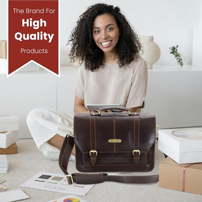 Style N Craft Soft Briefcase, Messenger Bag in Full Grain Leather - color: Dark Brown (392007)