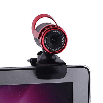 HD Webcam 1080P with Built-in Microphone 10-Meter Voice Pickup, 360° Rotation & 30° Tilt Adjustable Stand, for Video Conferencing Online Learning Streaming Gaming Remote Work - color: Red