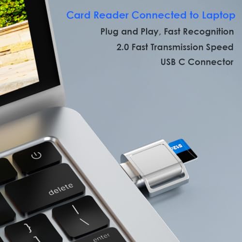 Micro SD Card Reader, USB C SD Card Reader, Type C TF Memory Card Reader with USB C to USB Adapter and Keychain, Compatible with iPhone 17/16/15, iPad, Samsung Galaxy, MacBook, Laptops and Tablets
