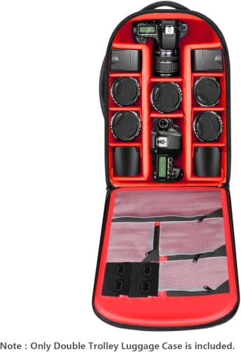 Neewer 2-in-1 Rolling Camera Bag Backpack Suitcase Style Convertible with Double Handle, Shockproof Trolley Case with Removable Padded for SLR/DSLR Cameras Tripod Lenses (Black/Red) | Convertible with Double Handle, Shockproof Trolley Case with Removable