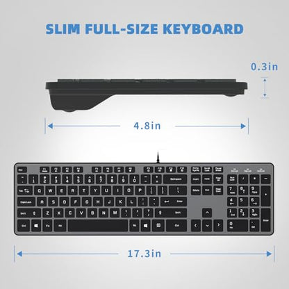 USB Wired Keyboard for Window,Comfortable Quiet Chocolate Keys, Durable Ultra-Slim Wired Computer Keyboard(QWERTY) for PC, Windows 11/10/8/7/XP/Vista KB1430 - color: grey