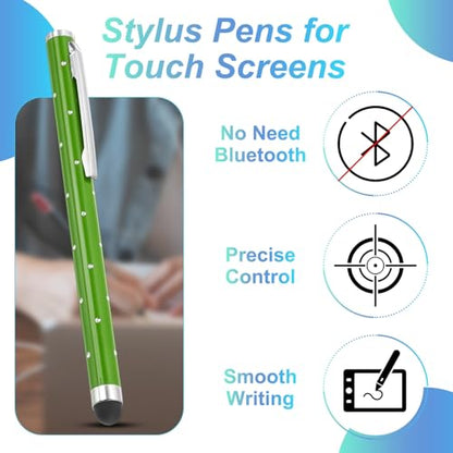 PATIKIL Stylus Pens for Touch Screens, 6 Pcs High Precision Universal Bling Stylus Crystal Metal Capacitive Pen for Touch Screen Devices Phone Tablets Laptop, Green - color: Green