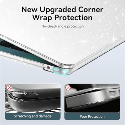 EooCoo for MacBook Neo Case 13 inch 2026, 100% Match Color, Sparkly Clear | Lightweight, Protective Hard Shell Case & Keyboard Cover & Screen Film, Model A3404 with A18 Pro Chip - color: Sparkly Clear