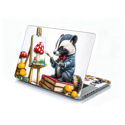 Universal Laptop Skin Sticker Decal, 12"-15.6" Aesthetic Vinyl Wrap, Badger Painting Mushroom Waterproof Notebook Cover Art Protector for MacBook HP Dell Lenovo, Fits 13" 14" 15" 15.6" - color: Badger Painting Mushroom