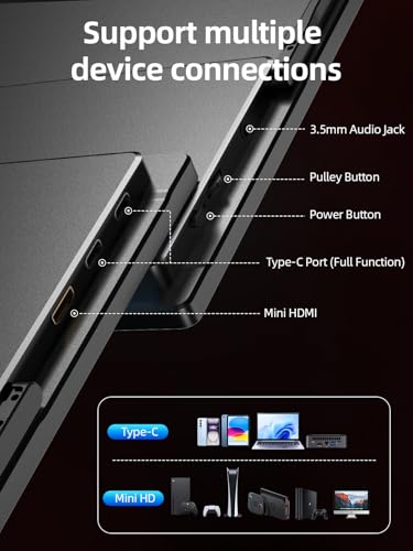 Portable Monitor 18.5'' 1080P 100Hz 100% sRGB, Aluminum Alloy Shell, IPS Travel Monitor with USB-C HDMI Large Portable Screen for Laptop MacBook PC PS4/5 Gaming Monitor with Kickstand - size: 18.5"