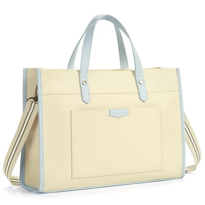 Missnine Laptop Tote Bag Canvas Laptop Bag 15.6 inch Work Shoulder Bags Casual Briefcase Handbag for Travel, Office, College (Light Blue) - color: Light Blue