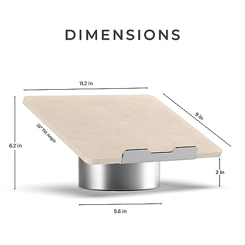 HumanCentric Laptop Riser for Desk in Maple Wood Top and Space Gray Aluminum Base, Compatible with MacBook and Other Laptops Up to 16 Inches, Ergonomic Computer Holder, 25-Degree Angle Tilt - color: Maple