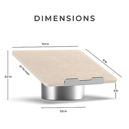 HumanCentric Laptop Riser for Desk, Maple Wood Top Space Gray Aluminum Base | Compatible with MacBook & Laptops Up to 16", Ergonomic Computer Holder, 25-Degree Angle Tilt - color: Maple