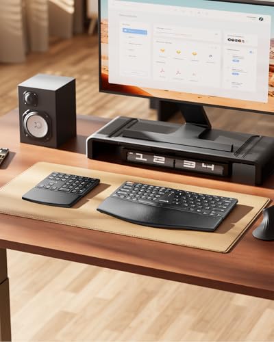 ProtoArc Wireless Ergonomic Keyboard with Separate Number Pad | 2.4GHz with USB Receiver, Hard Wrist Rest, Split Design, Rechargeable, for Windows PC/Laptop/Desktop