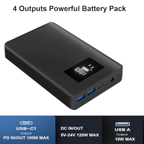 USB Type C PD 100W Portable Laptop Charger Power Bank Battery Pack DC Output 5V 7.4V 9V 12V 15V 16V 16.5V 18V 19V 19.5V 20V 24V 3A 4A For Macbook DELL HP Lenovo Steam deck Led Strip Tablet CPAP