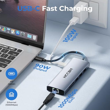 USB C Laptop Docking Station Dual HDMI Monitor, 10-in-1 USBC Hub Dongle Dock with 2 HDMI 4K@60Hz, PD Charging, SD/Micro SD for Laptop MacBook/HP/Dell/Surface/Thinkpad… - color: Gray