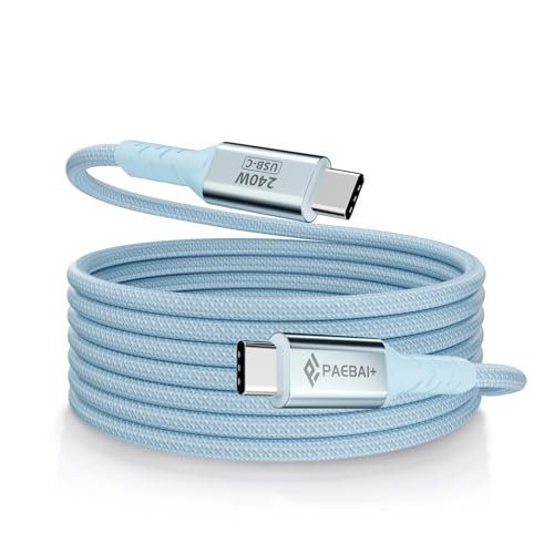 240W USB C to USB C Cable, 6.6FT Braided Type C Charger Cord Fast Charge for iPhone 16 15 Pro Max Samsung Galaxy S24 S23 MacBook Pro Laptops iPad Switch etc (Blue) - color: Blue