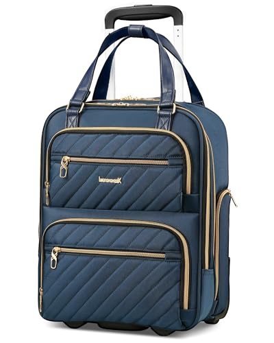 LUGGEX Underseat Carry On Luggage with Wheels, Stylish Lightweight Under Seat Luggage, Soft Sided Personal Item Suitcase for Short Trip (UX-Core, Blue, 16 Inch) - color: Blue, size: Underseat 16 inch