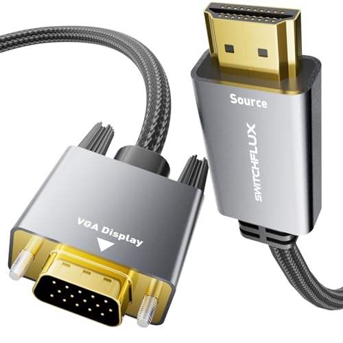 HDMI to VGA Adapter Cable 3FT [Metal Case, Nylon Cable] 1080P@60Hz HDMI Male to VGA Male Uni-Directional Braided Cord for Computer, Laptop, Monitor, Roku, Xbox, Graphics Card More - size: 3FT