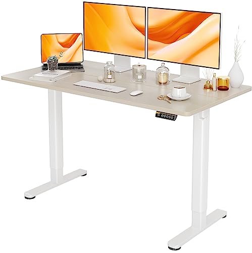 Claiks Electric Height Adjustable Standing Desk, 55x24 Inch, Nature | Smooth Height Adjustment, 4 Memory Presets, Cable Management Hub&Hook, Stable Steel Frame, 176lbs Capacity, Easy Assembly - color: Nature, size: 55