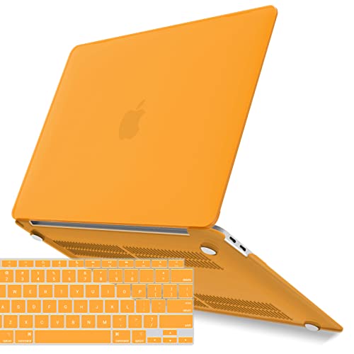 IBENZER Compatible with New MacBook Air 13 inch Case 2022 2021 2020 M1 A2337 A2179 A1932, Plastic Hard Shell Case with Keyboard Cover for Mac Retina Display with Touch ID, Marigold, MAT13-MAGD+1 - color: Marigold